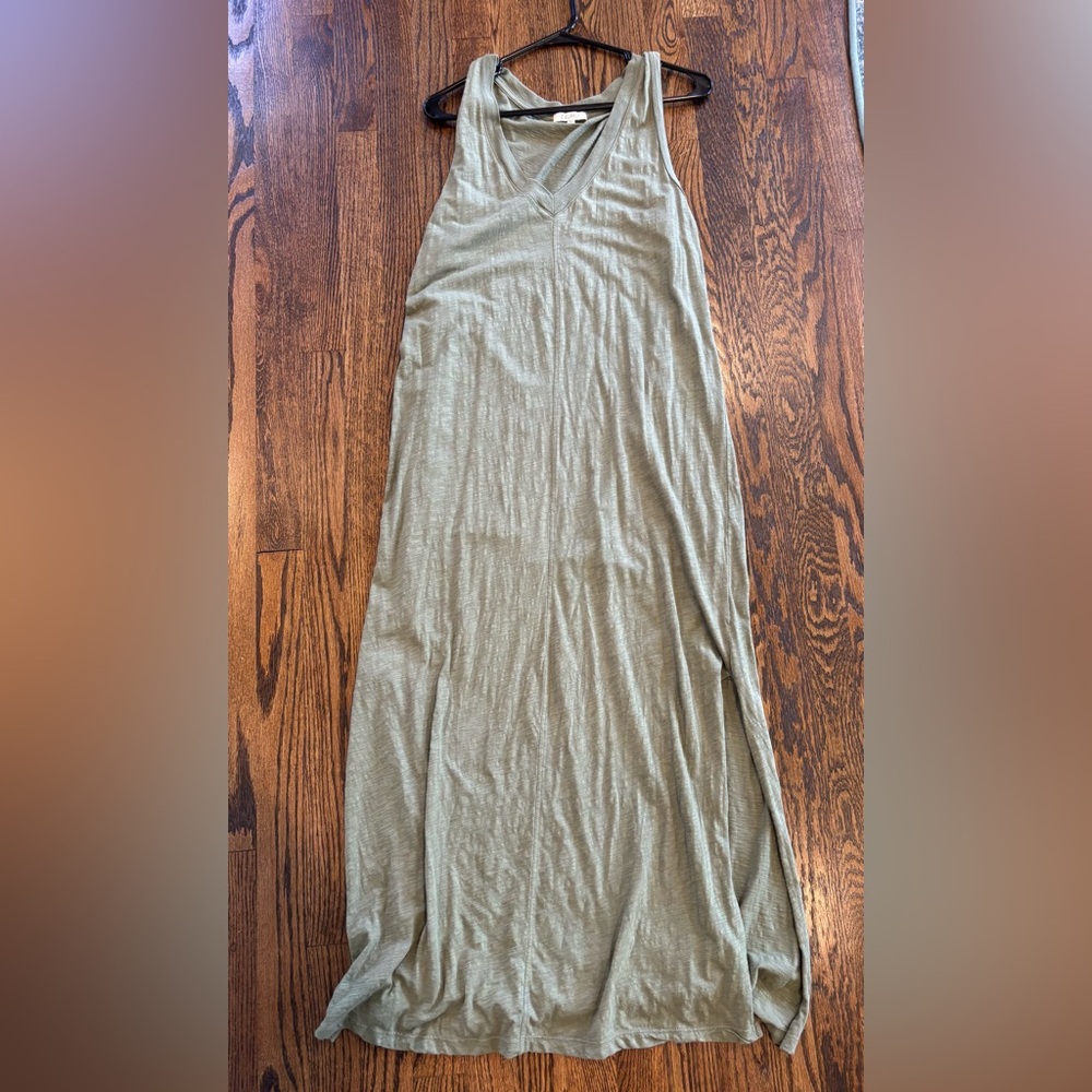 Z Supply Green Asymmetrical Slip Maxi Dress